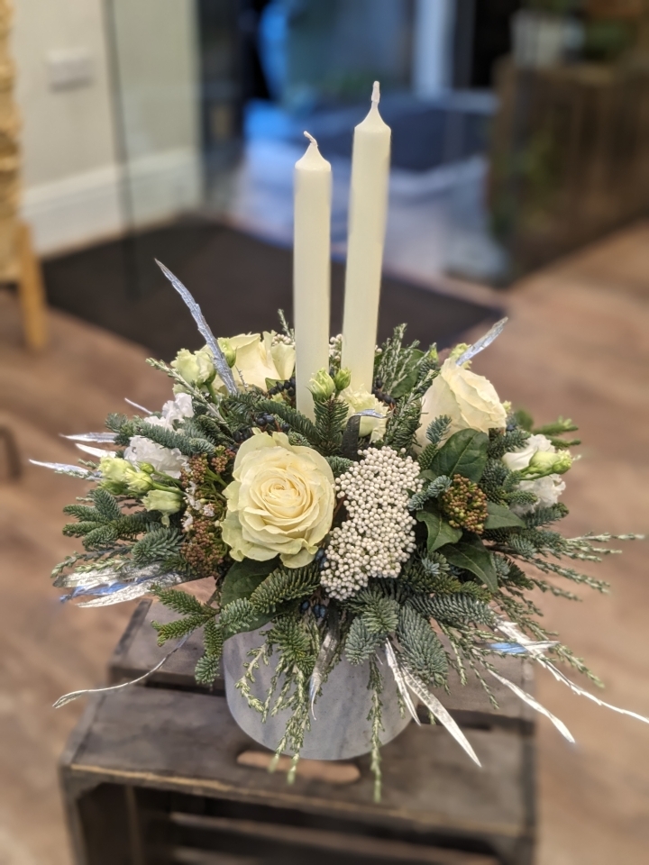 Winter Whites Candle Arrangement